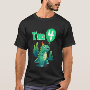 Kids Dinosaur I'm 4 Four Fourth 4th Birthday Boys T-Shirt