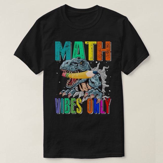Kids Dinosaur MATH Vibes Only For Kids Back To Sch T-Shirt (Design Front)