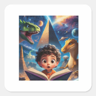 Kids Dinosaur Reading Book Sticker