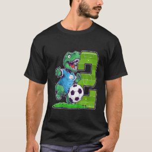 Kids Dinosaur Soccer 2 Year Old Boy 2nd Birthday T-Shirt