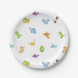 Kids Dinosaur Theme Birthday Paper Plate