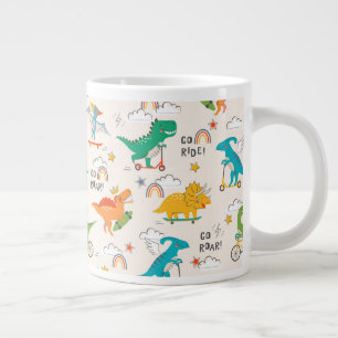 Kids Dinosaur Traveling Pattern Large Coffee Mug