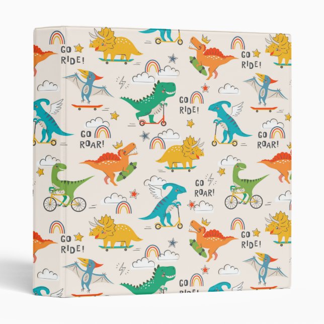 Kids Dinosaur Travelling Pattern Binder (Front/Spine)