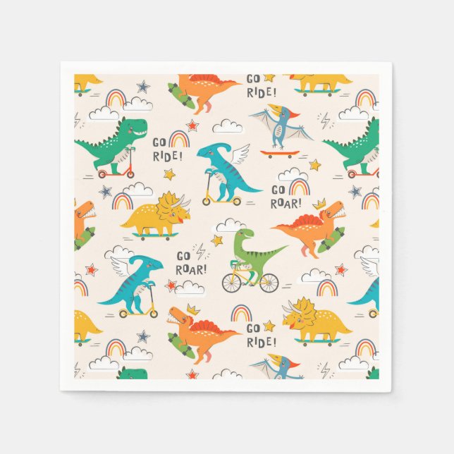 Kids Dinosaur Travelling Pattern Napkin (Front)