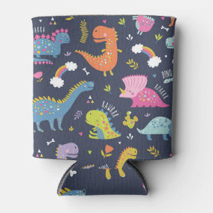 Kids Dinosaurs: Colourful Vintage Pattern Can Cooler