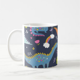 Kids Dinosaurs: Colourful Vintage Pattern Coffee Mug