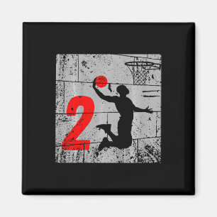 Kids Distressed 2 Year Old 2nd Basketball Birthday Magnet