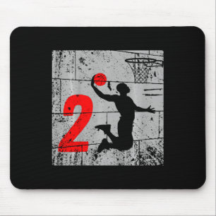 Kids Distressed 2 Year Old 2nd Bysketbyll Birthday Mouse Pad