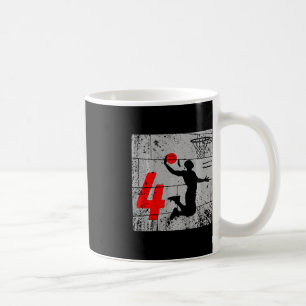 Kids Distressed 4 Year Old 4th Basketball Birthday Coffee Mug