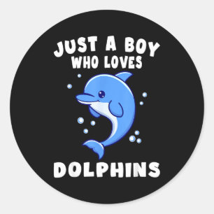 Kids Dolphin Just A Boy Who Loves Dolphins Gift  Classic Round Sticker