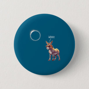 Kids Donkey Solar Eclipse Farmer Dad 2 Inch Round Button