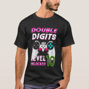 Kids Double Digits Level 10 Unlocked Girls Gamer 1 T-Shirt