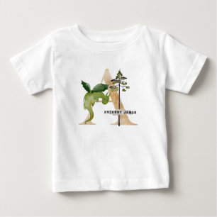 Kids Dragon Custom Name Monogram A Nursery School Baby T-Shirt