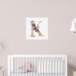 Kids Dragon Custom Name Monogram K Nursery Room Poster