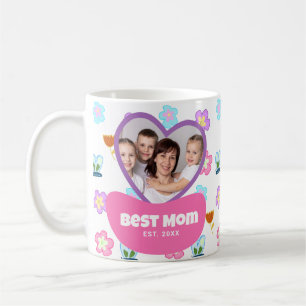 Kids’ Drawing Style Photo Mother’s Day Gift Pink Coffee Mug