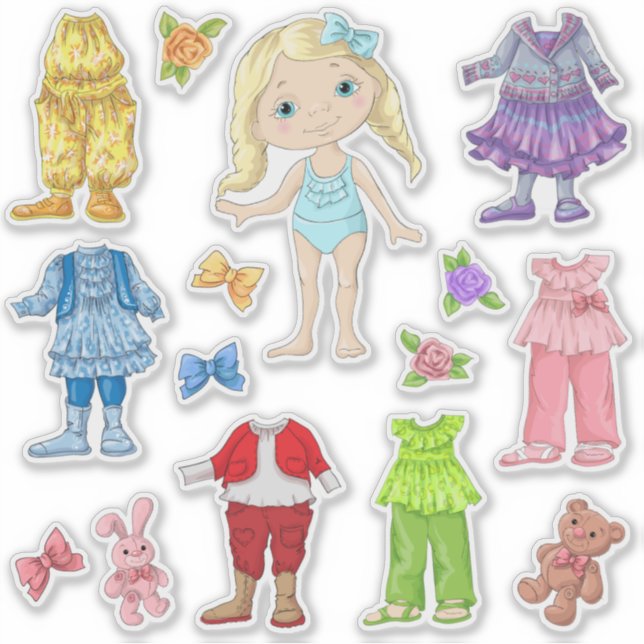 Kids Dress-A-Blonde-Doll Sticker (Front)