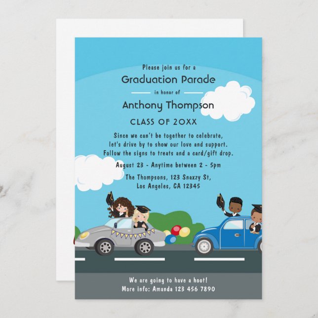 Kids Drive By Graduation Party Invitation (Front/Back)