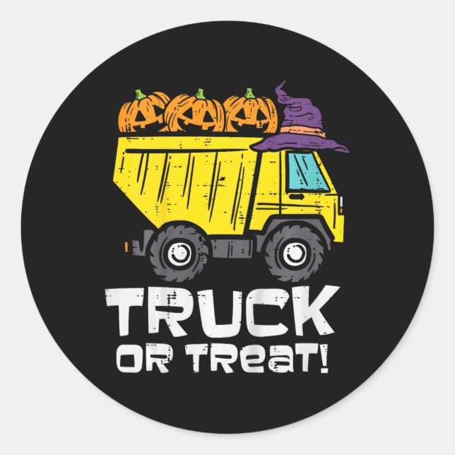 Kids Dump Truck Or Treat Halloween Costume Toddler Classic Round Sticker (Front)