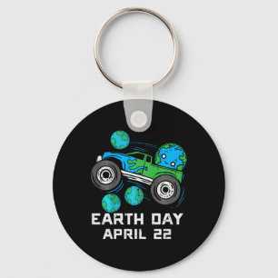 Kids Earth Day April 22 Monster Truck Cute Boys Ki Keychain