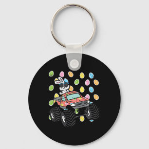 Kids Easter Bunny On Monster Truck Eggs Rabbit Tod Keychain