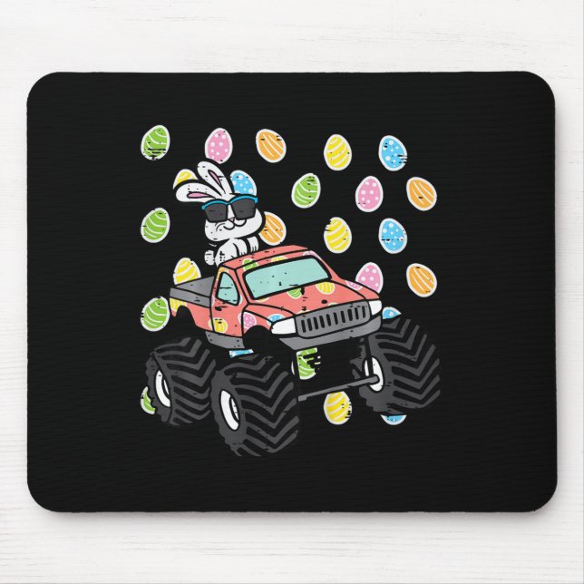 Kids Easter Bunny On Monster Truck Eggs Rabbit Tod Mouse Pad (Front)