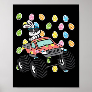 Kids Easter Bunny On Monster Truck Eggs Rabbit Tod Poster