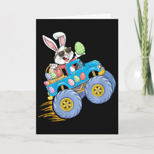 Kids Easter Bunny Riding Monster Truck For Egg Hun Card
