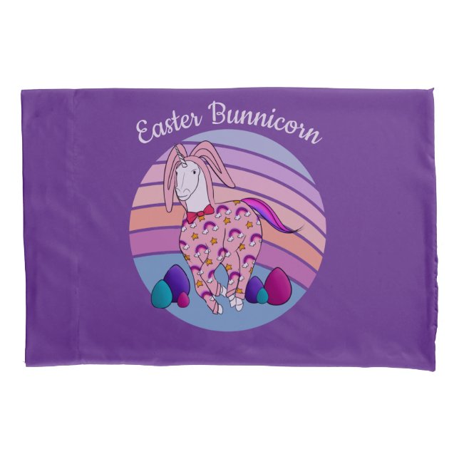 Kids Easter Bunny Unicorn in Bunny Suit Bunnicorn Pillowcase (Front)