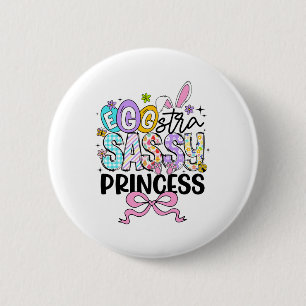 Kids Easter Day Egg-stra Sy Princess Girl Rabbit E 2 Inch Round Button