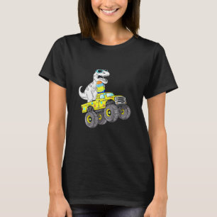 Kids Easter Day Rex Dino Riding A Monster Truck Bo T-Shirt