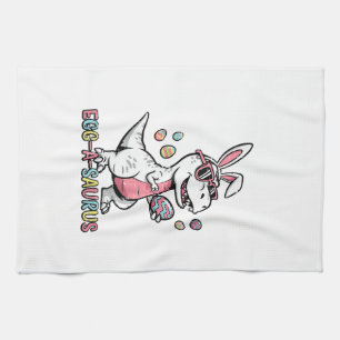 Kids Easter Dino Bunny Egg A Saurus Trex Bunny Boy Kitchen Towel