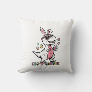 Kids Easter Dino Bunny Egg A Saurus Trex Bunny Boy Throw Pillow