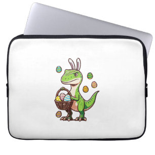 Kids Easter Dinosaur Trex Egg Hunting Boys Kids To Laptop Sleeve