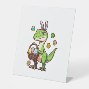 Kids Easter Dinosaur Trex Egg Hunting Boys Kids To Pedestal Sign