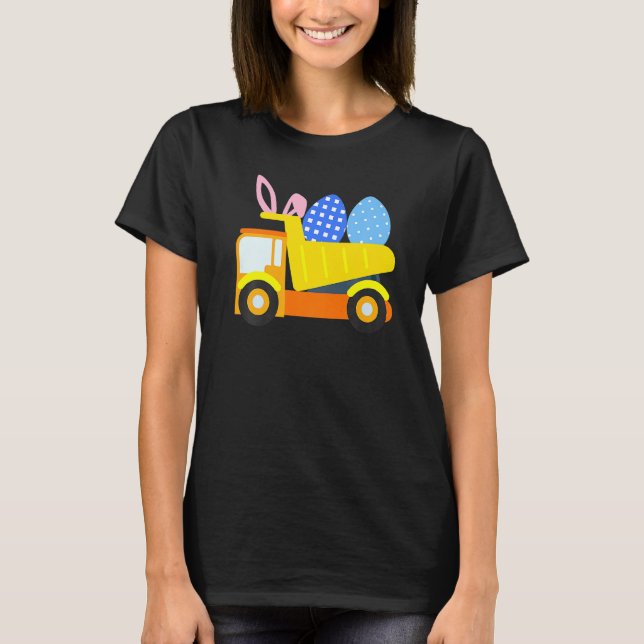 Kids Easter Egg Construction Truck Bunny Toddler B T-Shirt (Front)