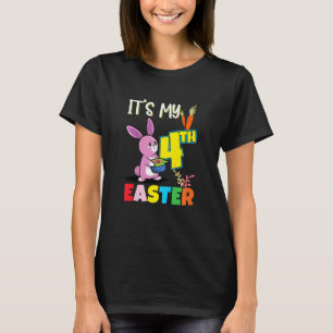 Kids Easter Egg Hunt 4th Birthday Cute Easter Bunn T-Shirt