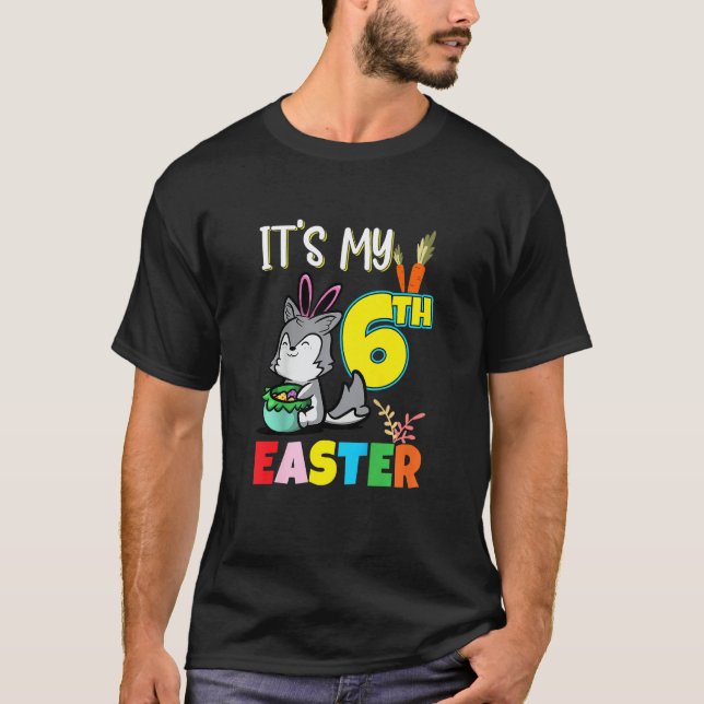 Kids Easter Egg Hunt 6th Birthday Cute Easter Husk T-Shirt (Front)