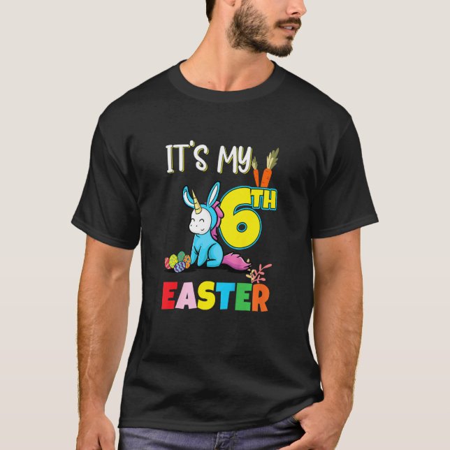 Kids Easter Egg Hunt 6th Birthday Cute Easter Unic T-Shirt (Front)