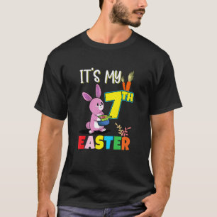 Kids Easter Egg Hunt 7th Birthday Cute Easter Bunn T-Shirt