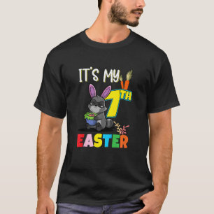 Kids Easter Egg Hunt 7th Birthday Cute Easter Racc T-Shirt