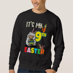 Kids Easter Egg Hunt 9th Birthday Cute Easter Shee Sweatshirt