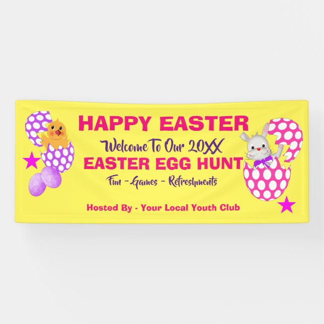 Kids Easter Egg Hunt Fun Colourful Banner (Horizontal)