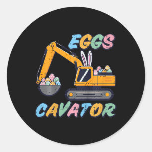 Kids Easter Excavator Eggs Cavator Construction Bo Classic Round Sticker