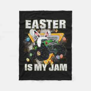 Kids Easter Is My Jam Monster Truck Bunny Boys Tod Fleece Blanket