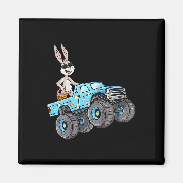 Kids Easter Rabbit Riding Monster Truck Fun Boys G Magnet (Front)