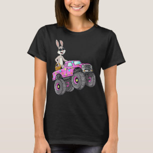 Kids Easter Rabbit Riding Monster Truck Funny Girl T-Shirt
