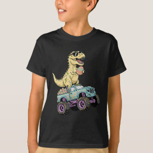 Kids Easter T Rex Monster Truck Dino Graphic  T-Shirt