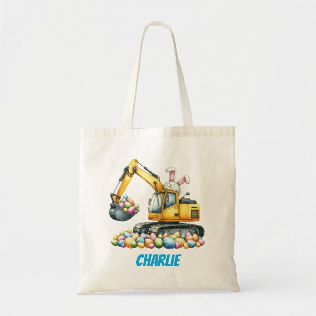  Kids Easter Tote Bag – Construction Truck (Front)