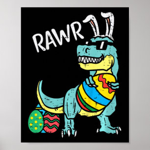 Kids Easter Trex Bunny Rawr Toddler Boys Easter Di Poster