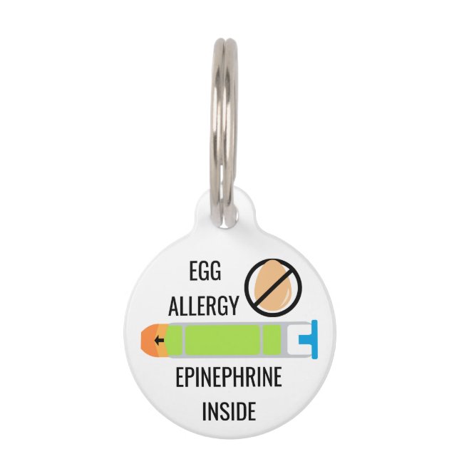 Kids Egg Allergy Epinephrine Inside Emergency Pet Tag (Front)